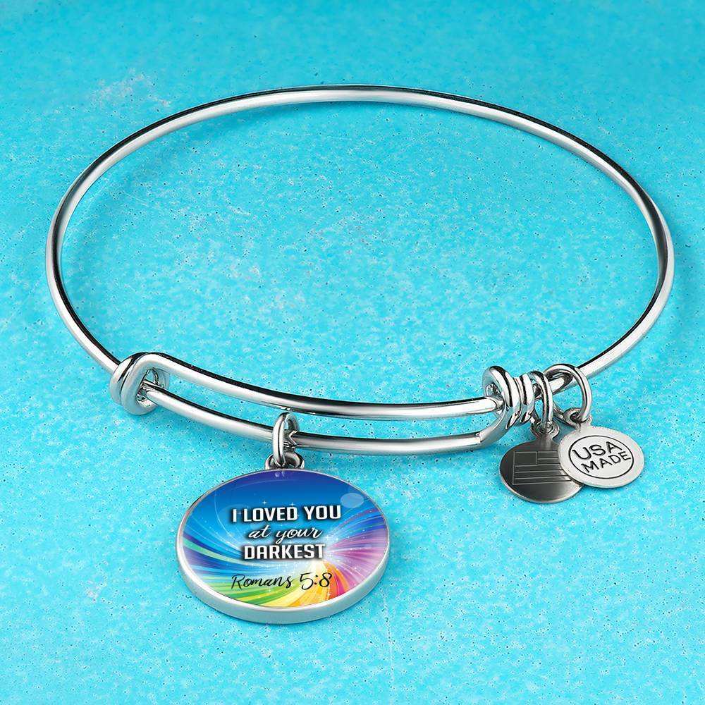 Bible Verse Gift Circle Romans Stainless Steel or 18k Gold Bracelet Bangle - Express Your Love Gifts