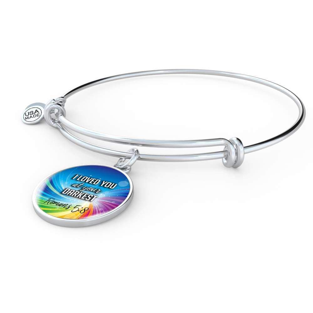Bible Verse Gift Circle Romans Stainless Steel or 18k Gold Bracelet Bangle - Express Your Love Gifts