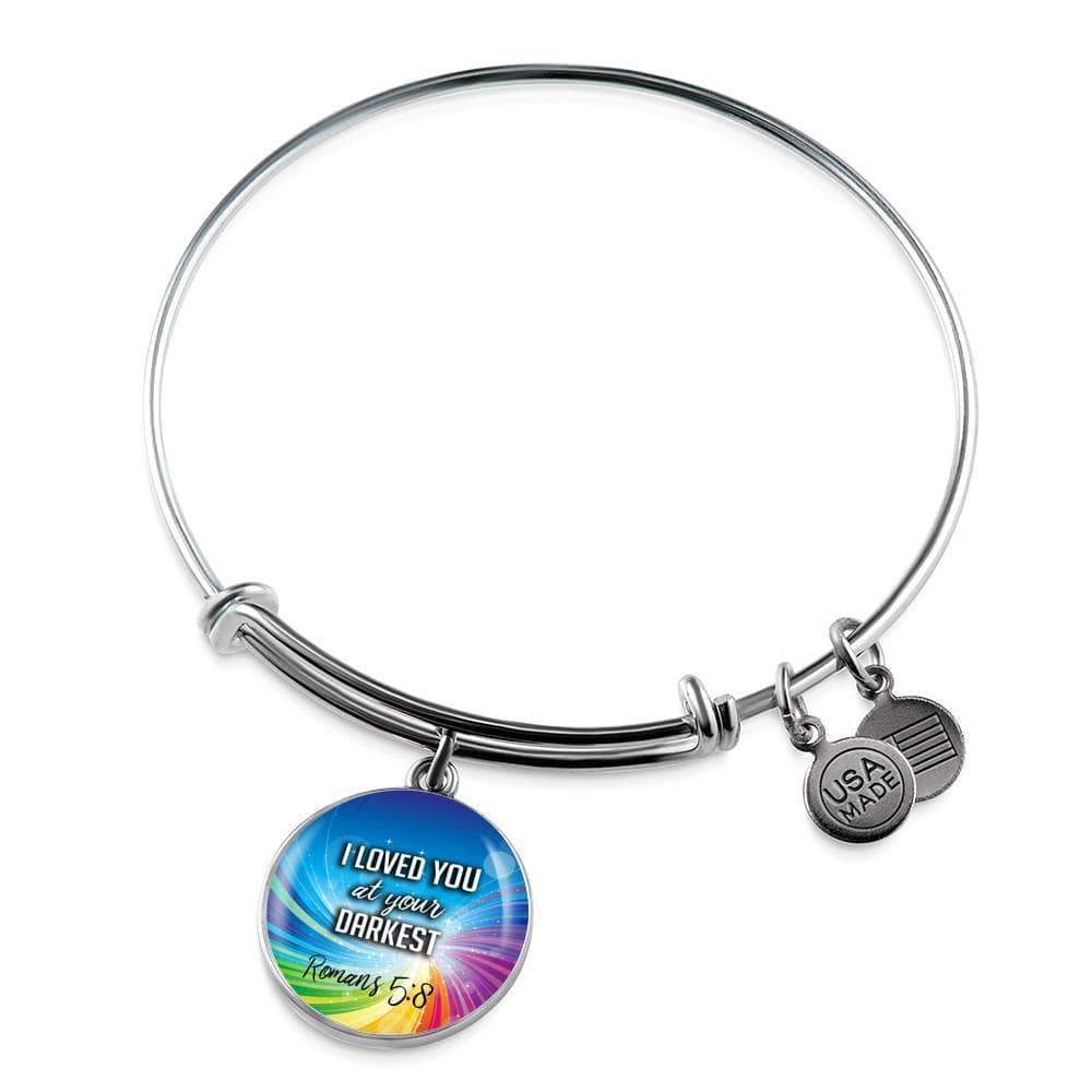 Bible Verse Gift Circle Romans Stainless Steel or 18k Gold Bracelet Bangle - Express Your Love Gifts