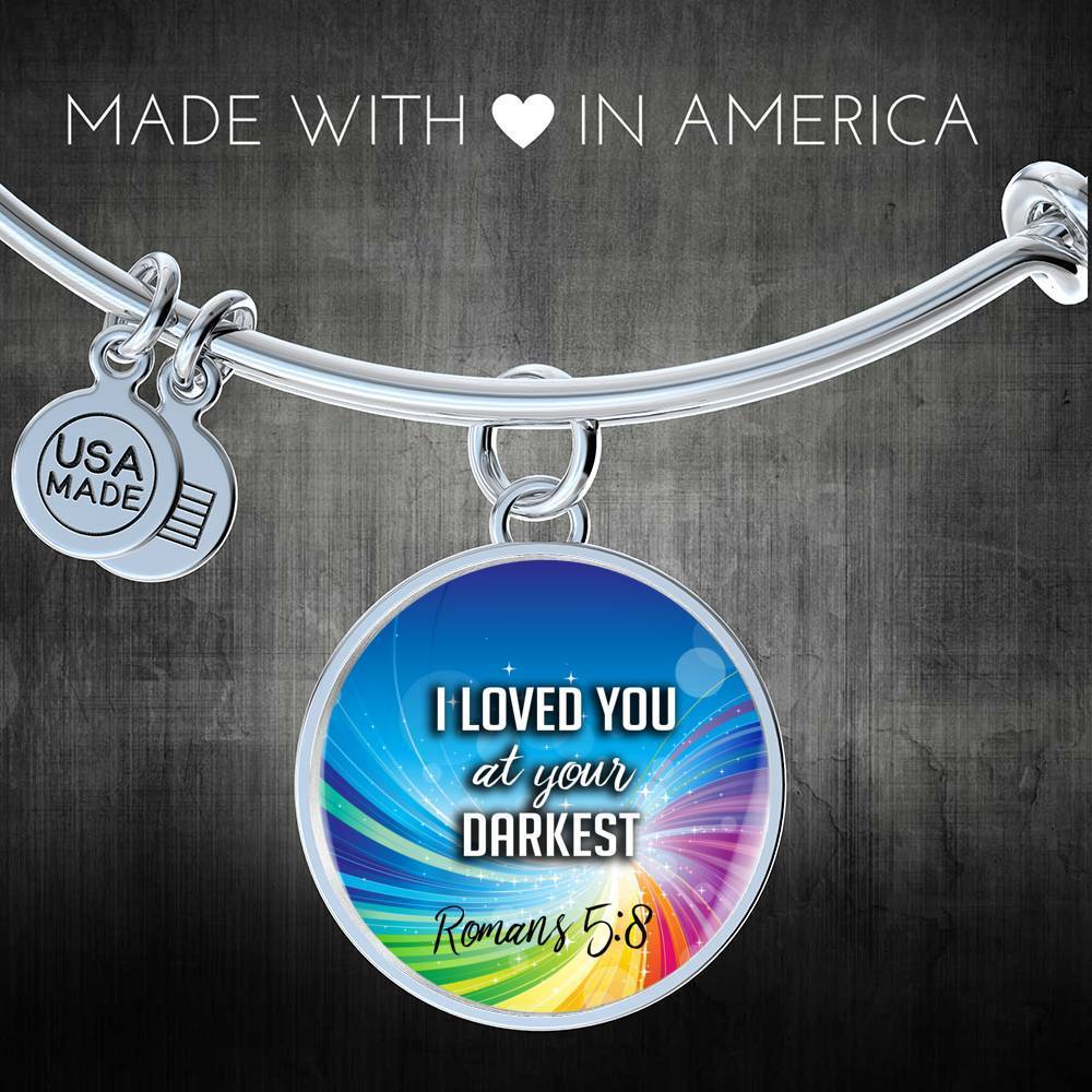 Bible Verse Gift Circle Romans Stainless Steel or 18k Gold Bracelet Bangle - Express Your Love Gifts