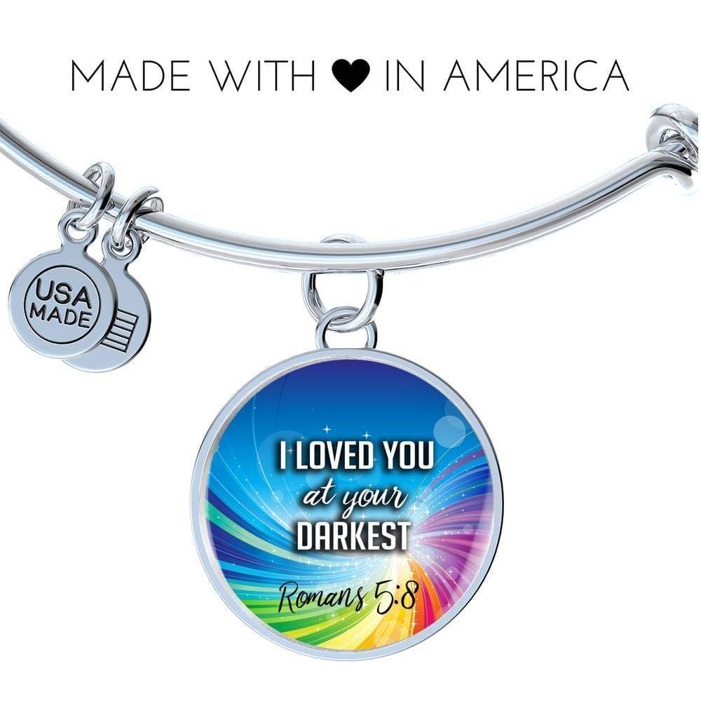 Bible Verse Gift Circle Romans Stainless Steel or 18k Gold Bracelet Bangle - Express Your Love Gifts