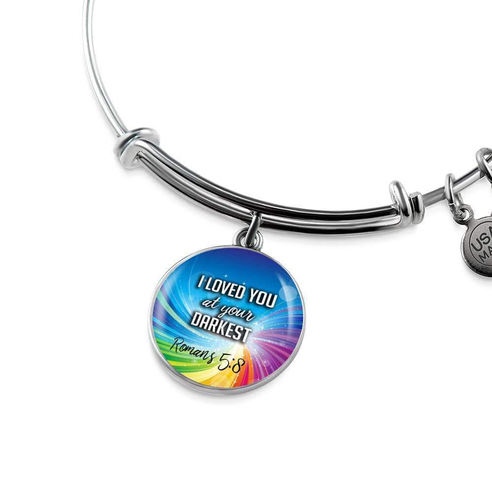 Bible Verse Gift Circle Romans Stainless Steel or 18k Gold Bracelet Bangle - Express Your Love Gifts