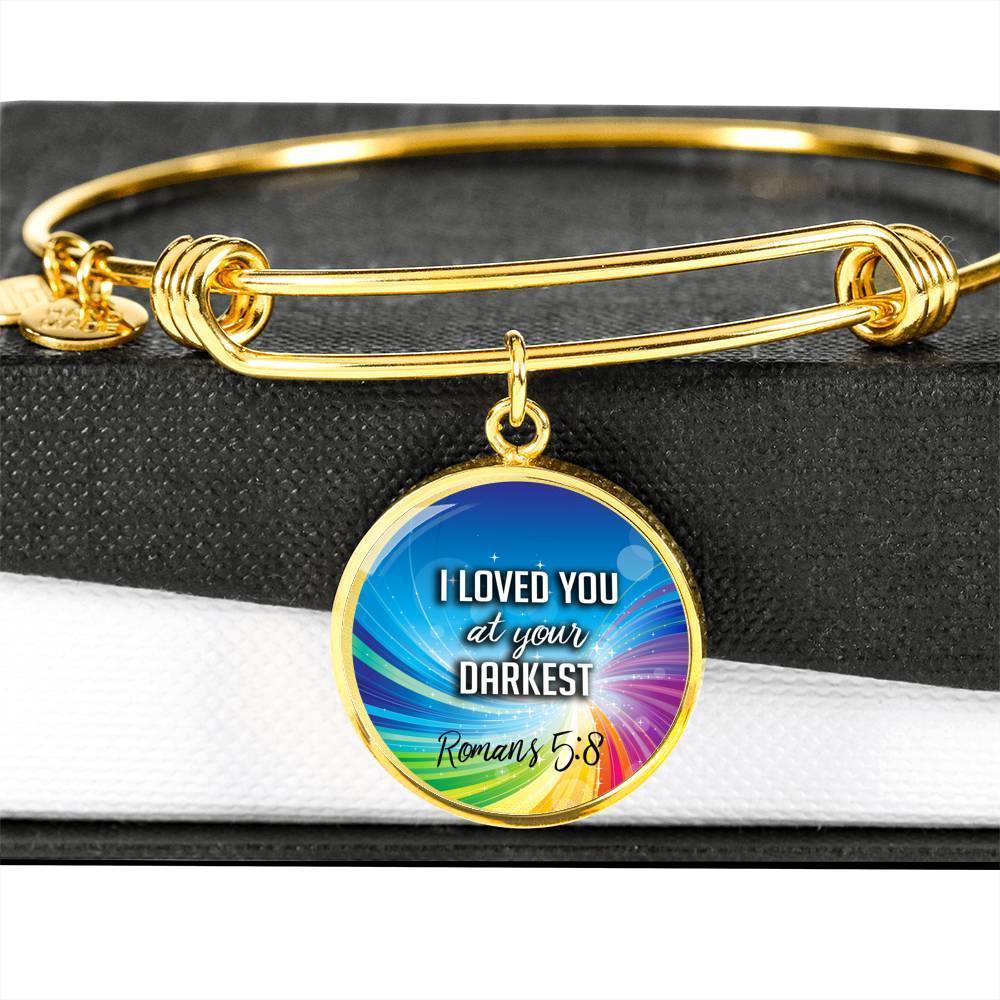 Bible Verse Gift Circle Romans Stainless Steel or 18k Gold Bracelet Bangle - Express Your Love Gifts