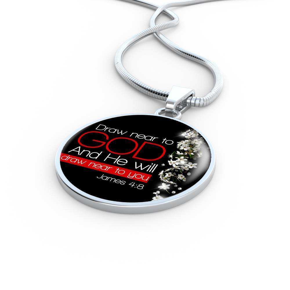 Bible Verse Necklace Presence Of God Circle Pendant Stainless Steel or 18k Gold 18-22"-Express Your Love Gifts