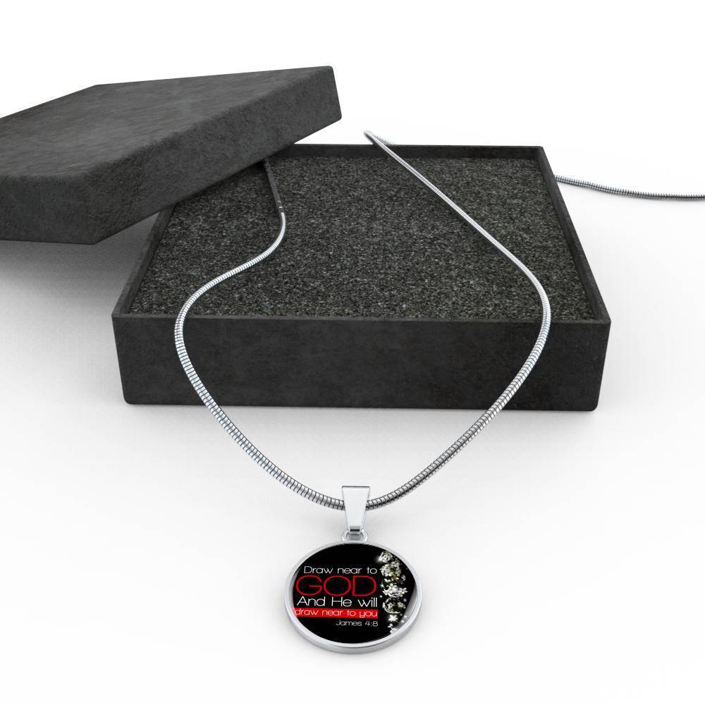 Bible Verse Necklace Presence Of God Circle Pendant Stainless Steel or 18k Gold 18-22"-Express Your Love Gifts