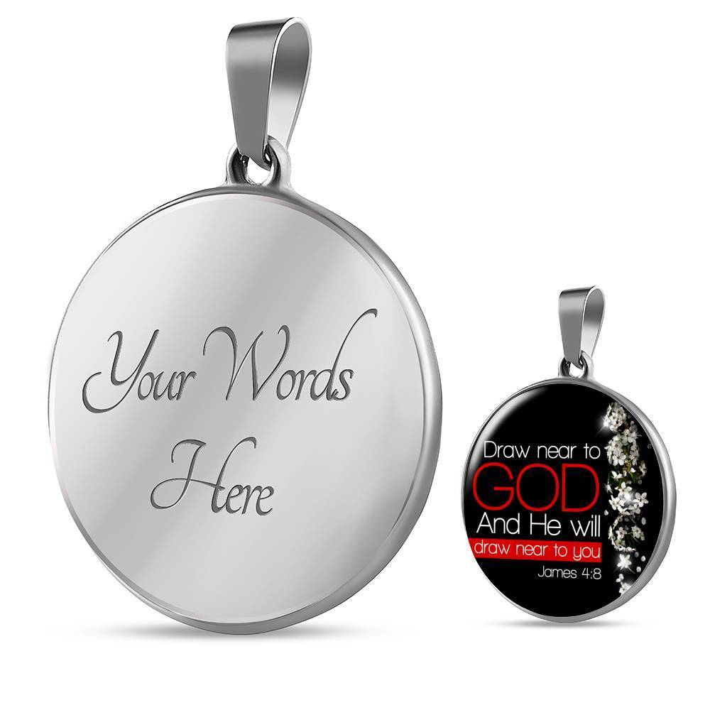 Bible Verse Necklace Presence Of God Circle Pendant Stainless Steel or 18k Gold 18-22"-Express Your Love Gifts