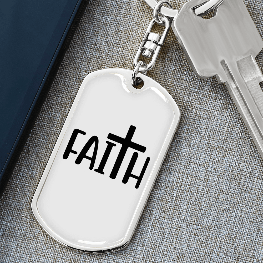 Big Faith Keychain Stainless Steel or 18k Gold Dog Tag Keyring-Express Your Love Gifts