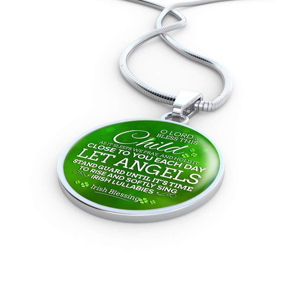 Bless This Child Circle Necklace Stainless Steel or 18k Gold 18-22" - Express Your Love Gifts