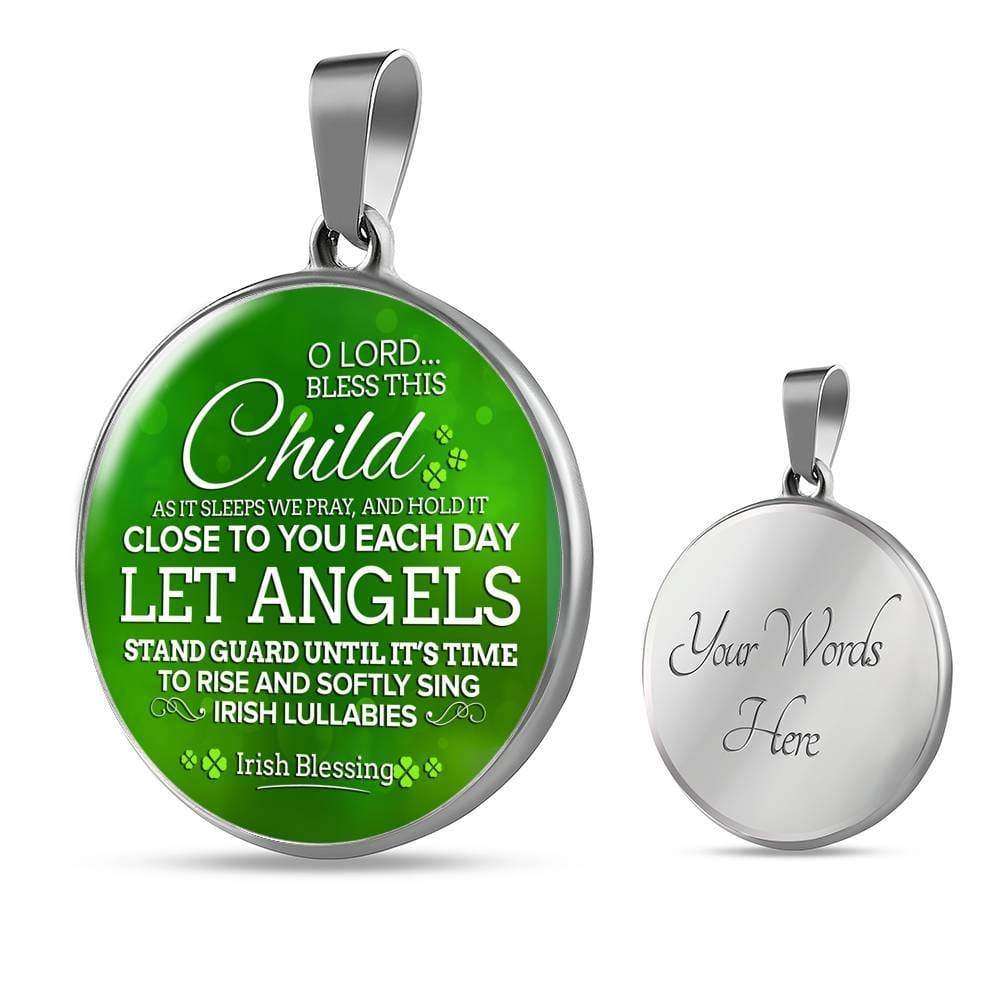 Bless This Child Circle Necklace Stainless Steel or 18k Gold 18-22" - Express Your Love Gifts