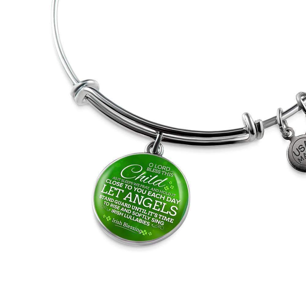 Bless This Child Stainless Steel or 18k Gold Circle Bangle Bracelet - Express Your Love Gifts