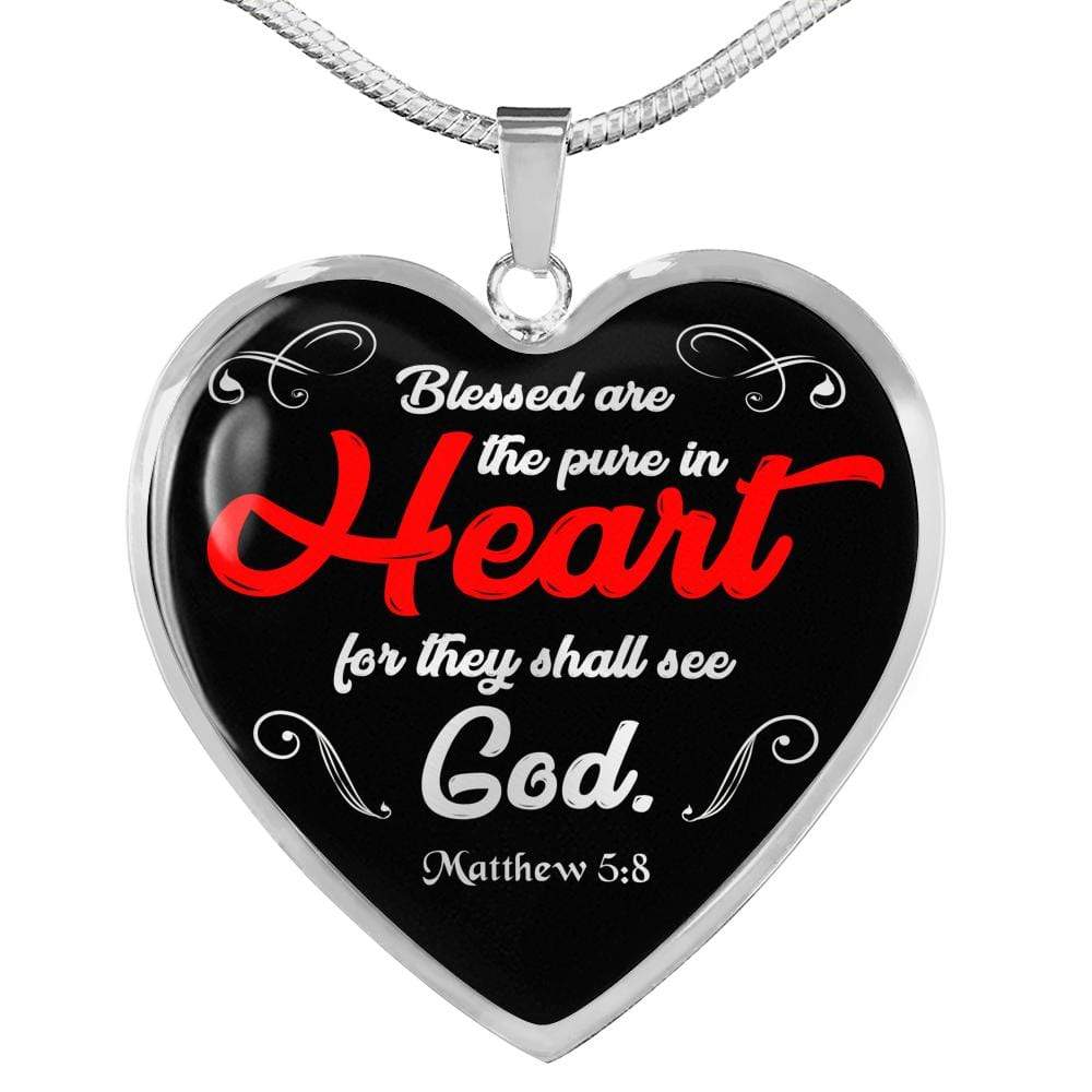 Blessed Are The Pure in Hearts Christian Pendant Necklace Stainless Steel or 18k Gold 18-22"