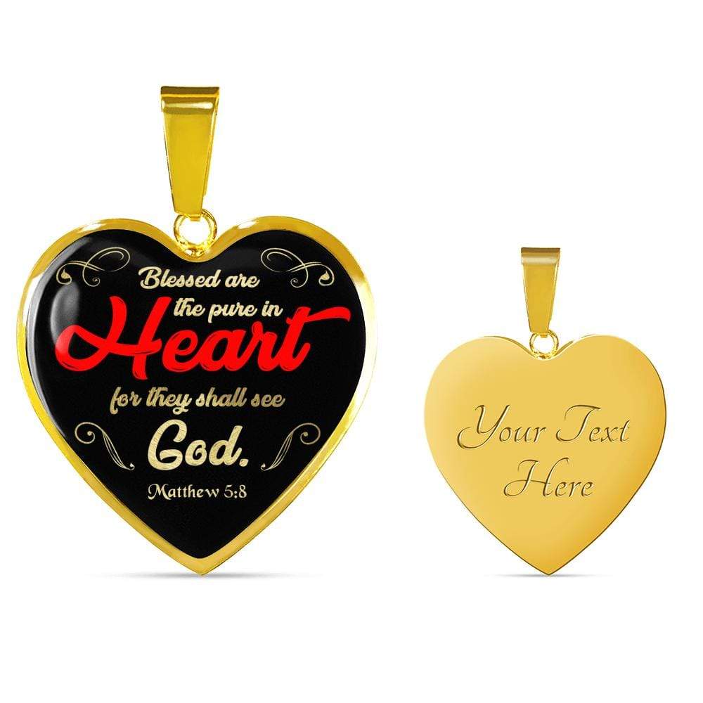 Blessed Are The Pure in Hearts Christian Pendant Necklace Stainless Steel or 18k Gold 18-22" - Express Your Love Gifts