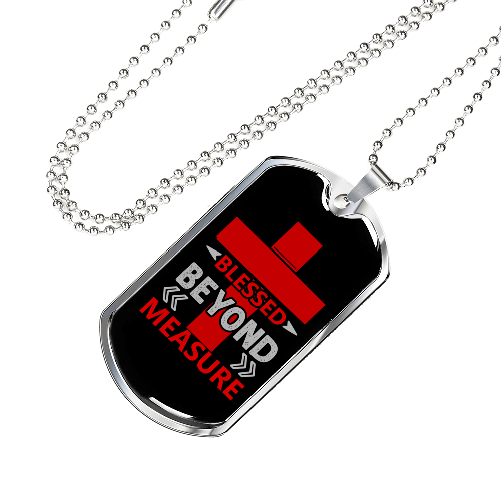 Blessed Beyond Measure Red Cross Necklace Stainless Steel or 18k Gold Dog Tag 24" Chain-Express Your Love Gifts