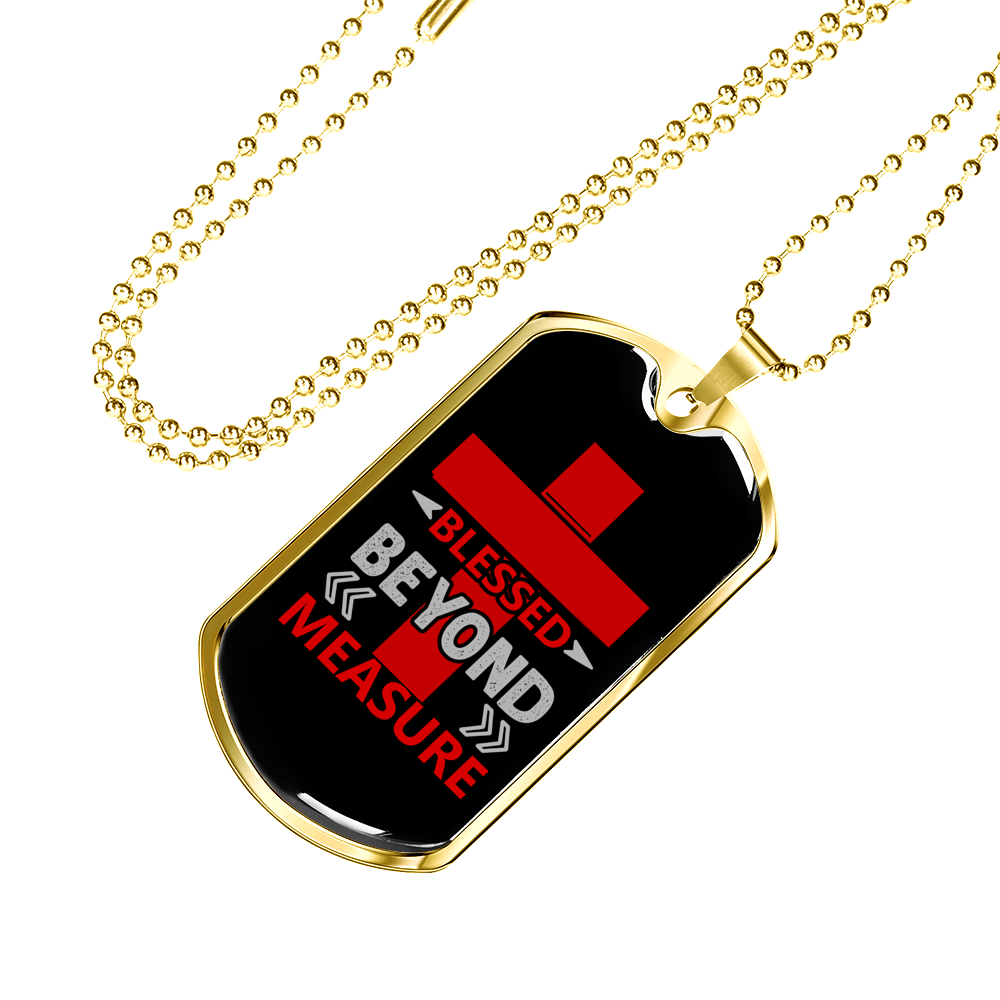 Blessed Beyond Measure Red Cross Necklace Stainless Steel or 18k Gold Dog Tag 24" Chain-Express Your Love Gifts