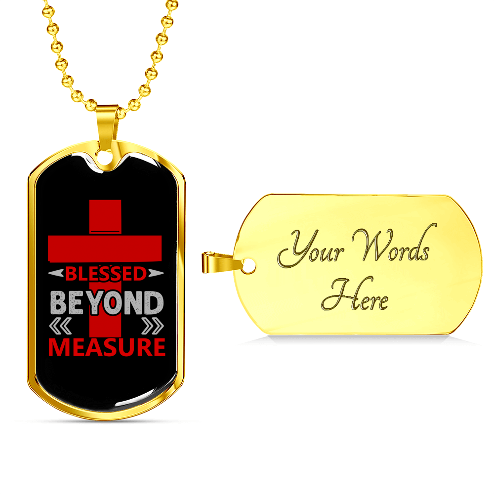 Blessed Beyond Measure Red Cross Necklace Stainless Steel or 18k Gold Dog Tag 24" Chain-Express Your Love Gifts