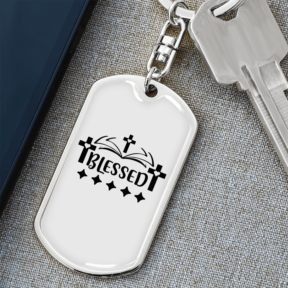 Blessed Crosses Keychain Stainless Steel or 18k Gold Dog Tag Keyring-Express Your Love Gifts