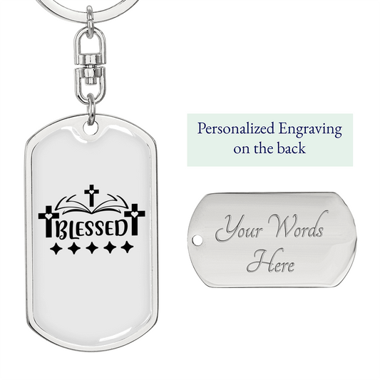 Blessed Crosses Keychain Stainless Steel or 18k Gold Dog Tag Keyring-Express Your Love Gifts