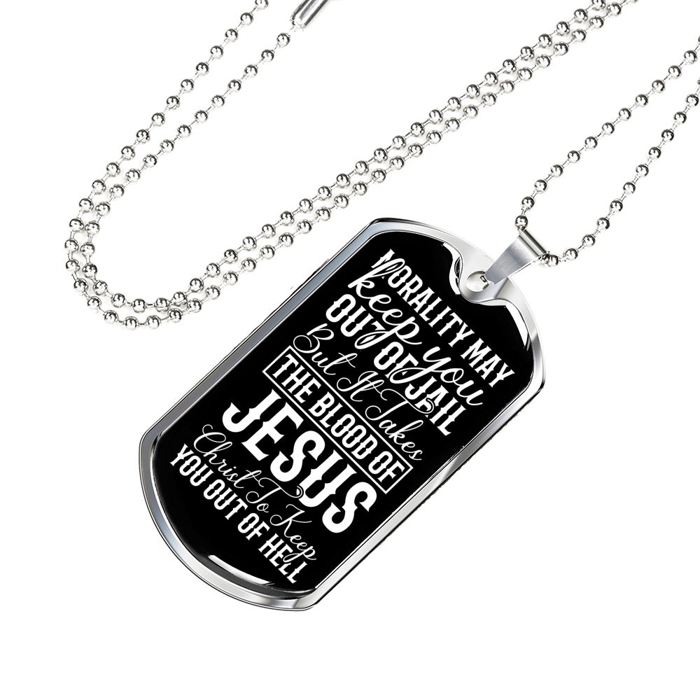 Blood Of Jesus Christ Necklace Stainless Steel or 18k Gold Dog Tag 24" Chain-Express Your Love Gifts