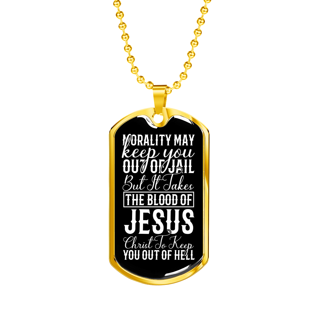 Blood Of Jesus Christ Necklace Stainless Steel or 18k Gold Dog Tag 24" Chain-Express Your Love Gifts
