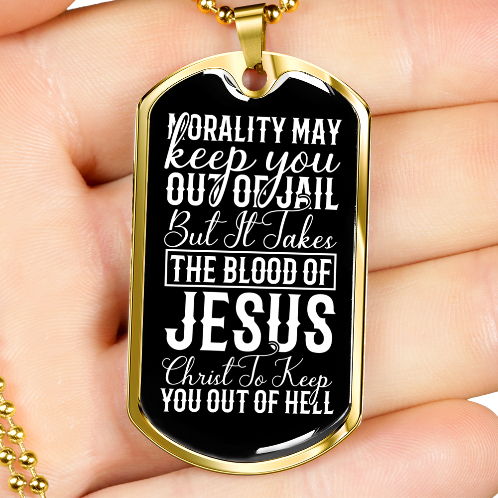 Blood Of Jesus Christ Necklace Stainless Steel or 18k Gold Dog Tag 24" Chain-Express Your Love Gifts