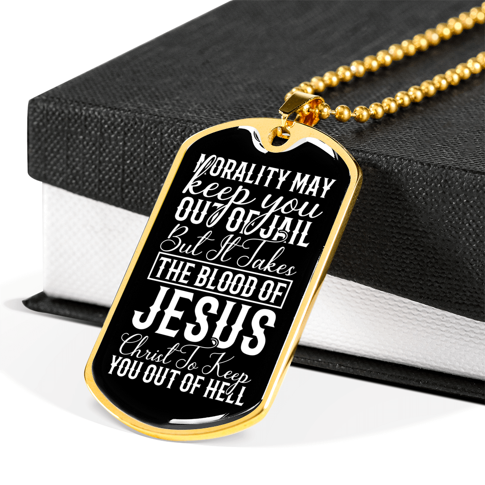 Blood Of Jesus Christ Necklace Stainless Steel or 18k Gold Dog Tag 24" Chain-Express Your Love Gifts