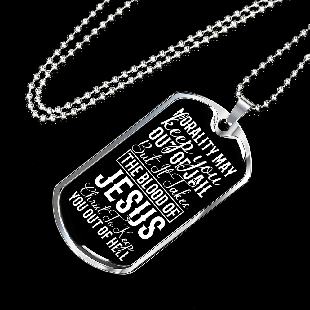 Blood Of Jesus Christ Necklace Stainless Steel or 18k Gold Dog Tag 24" Chain-Express Your Love Gifts