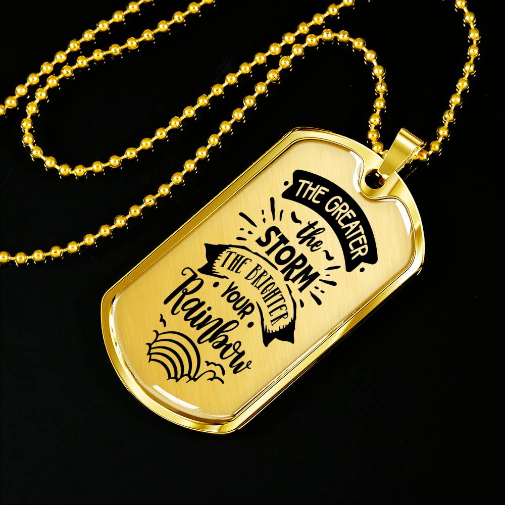 Brighter The Rainbow Necklace Stainless Steel or 18k Gold Dog Tag 24" Chain-Express Your Love Gifts