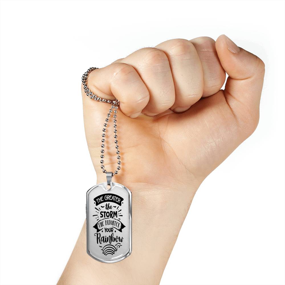 Brighter The Rainbow Necklace Stainless Steel or 18k Gold Dog Tag 24" Chain-Express Your Love Gifts