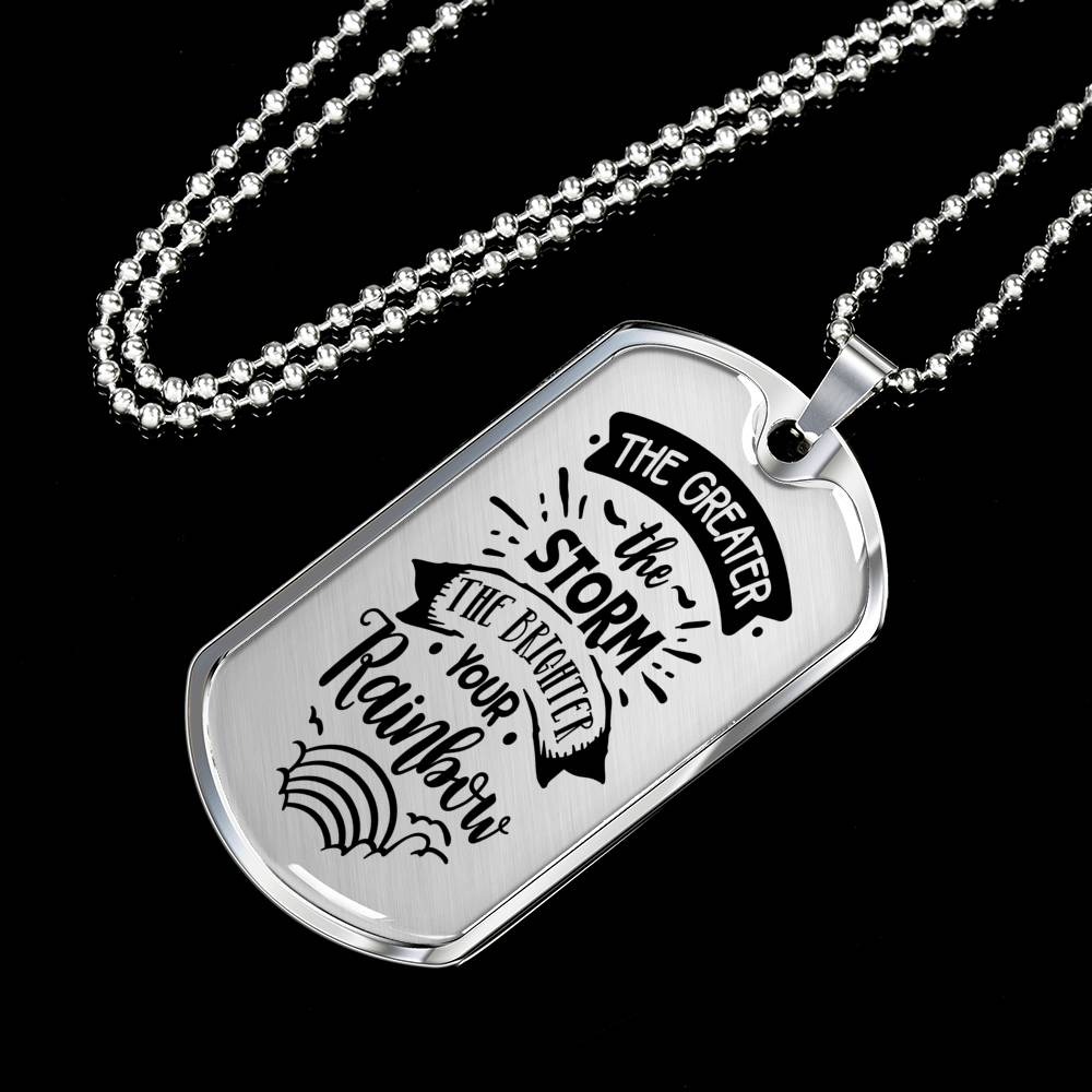 Brighter The Rainbow Necklace Stainless Steel or 18k Gold Dog Tag 24" Chain-Express Your Love Gifts