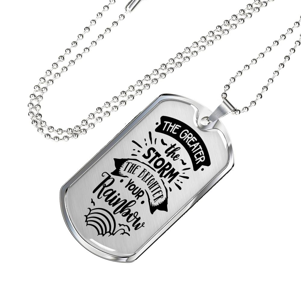Brighter The Rainbow Necklace Stainless Steel or 18k Gold Dog Tag 24" Chain-Express Your Love Gifts