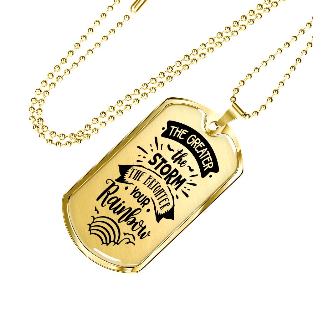 Brighter The Rainbow Necklace Stainless Steel or 18k Gold Dog Tag 24" Chain-Express Your Love Gifts