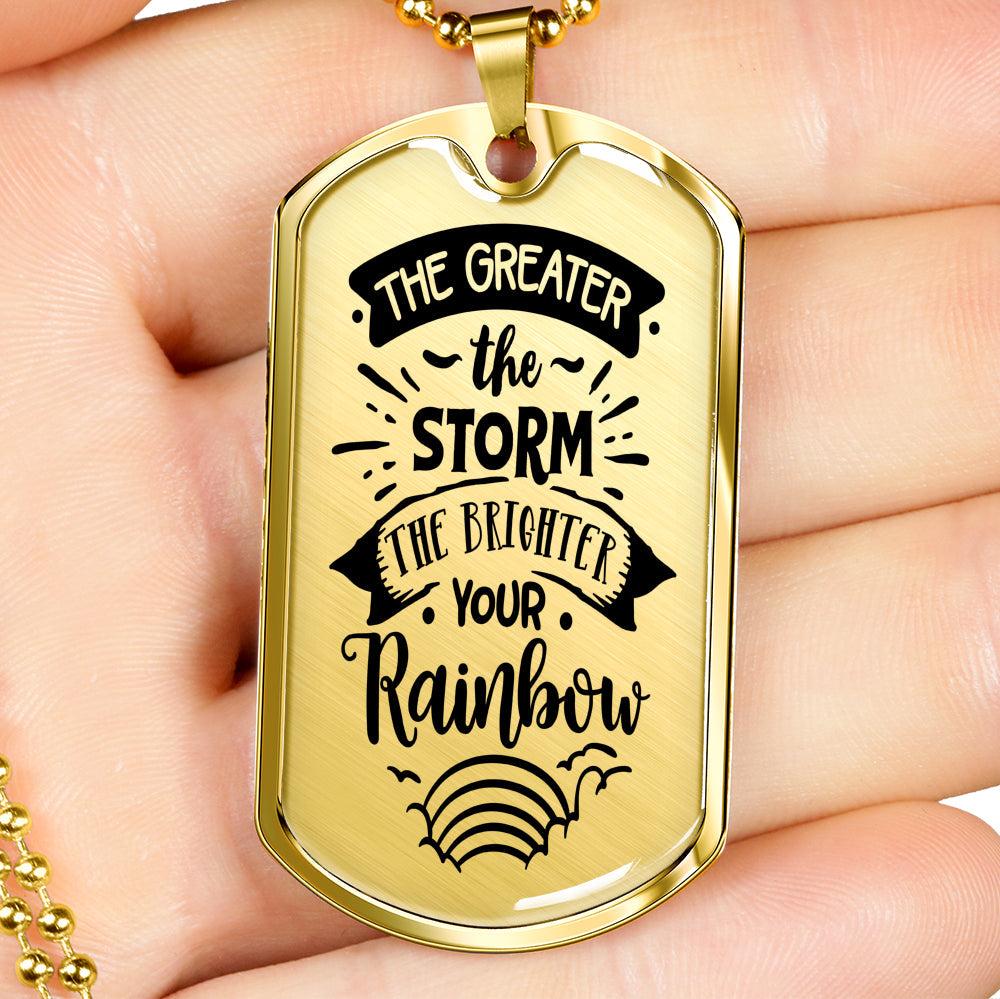 Brighter The Rainbow Necklace Stainless Steel or 18k Gold Dog Tag 24" Chain-Express Your Love Gifts