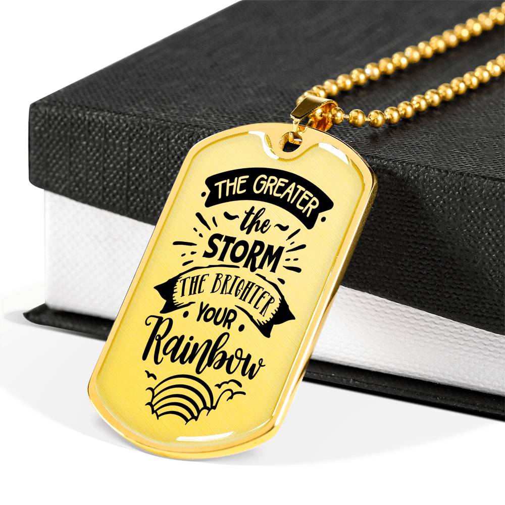 Brighter The Rainbow Necklace Stainless Steel or 18k Gold Dog Tag 24" Chain-Express Your Love Gifts