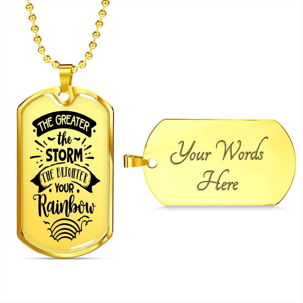 Brighter The Rainbow Necklace Stainless Steel or 18k Gold Dog Tag 24" Chain-Express Your Love Gifts