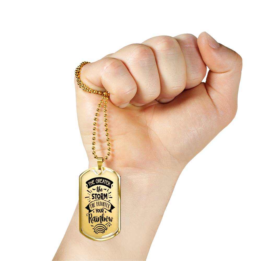 Brighter The Rainbow Necklace Stainless Steel or 18k Gold Dog Tag 24" Chain-Express Your Love Gifts