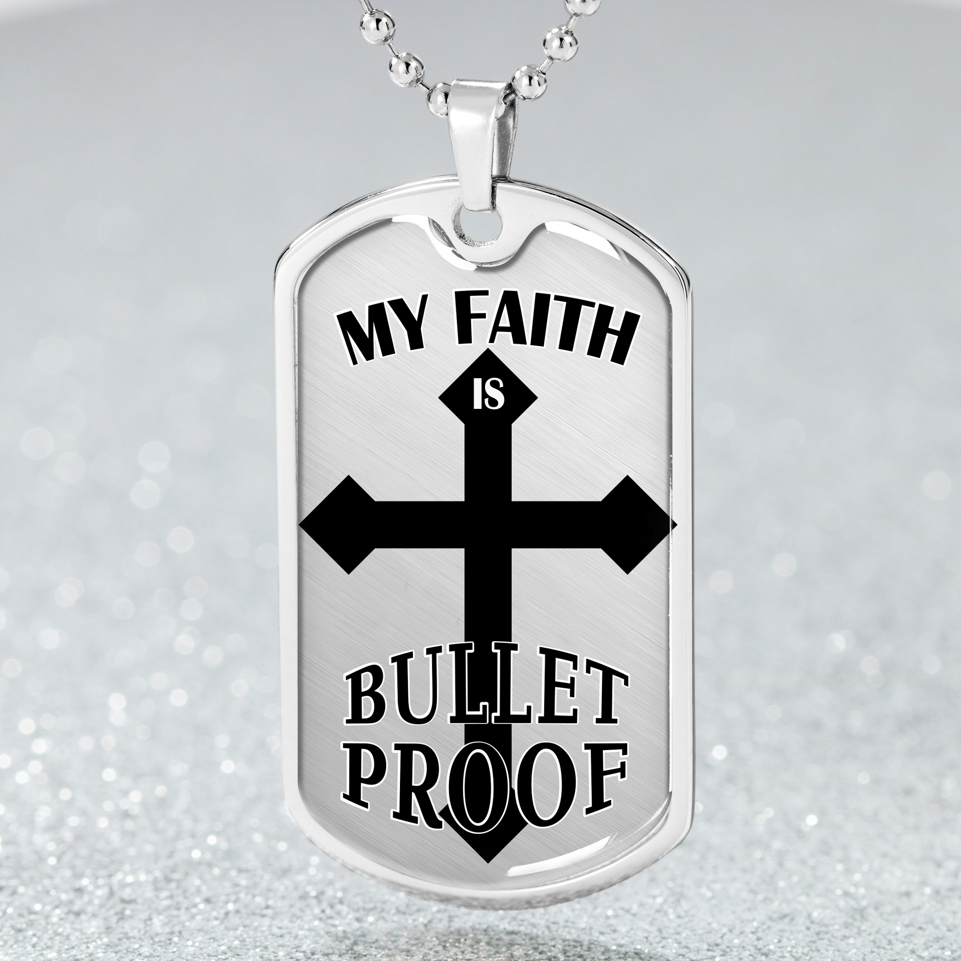 Bulletproof Faith Ephesians Necklace Stainless Steel or 18k Gold Dog Tag 24" Chain - Express Your Love Gifts