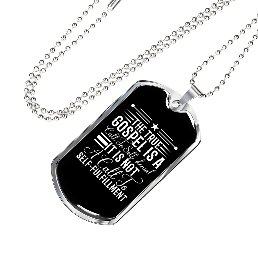 Call To Self Denial Necklace Stainless Steel or 18k Gold Dog Tag 24" Chain-Express Your Love Gifts