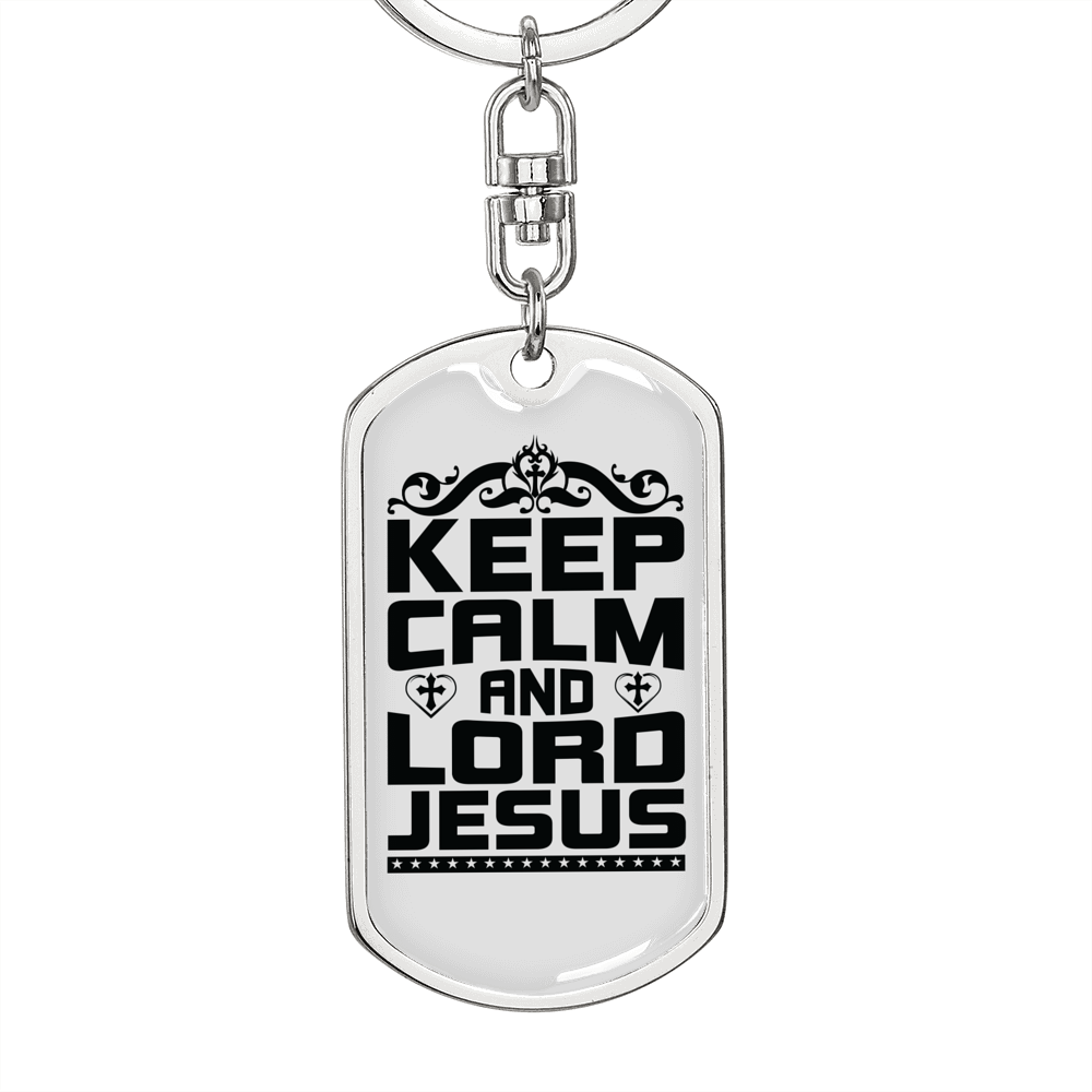 Calm And Lord Jesus Keychain Stainless Steel or 18k Gold Dog Tag Keyring-Express Your Love Gifts