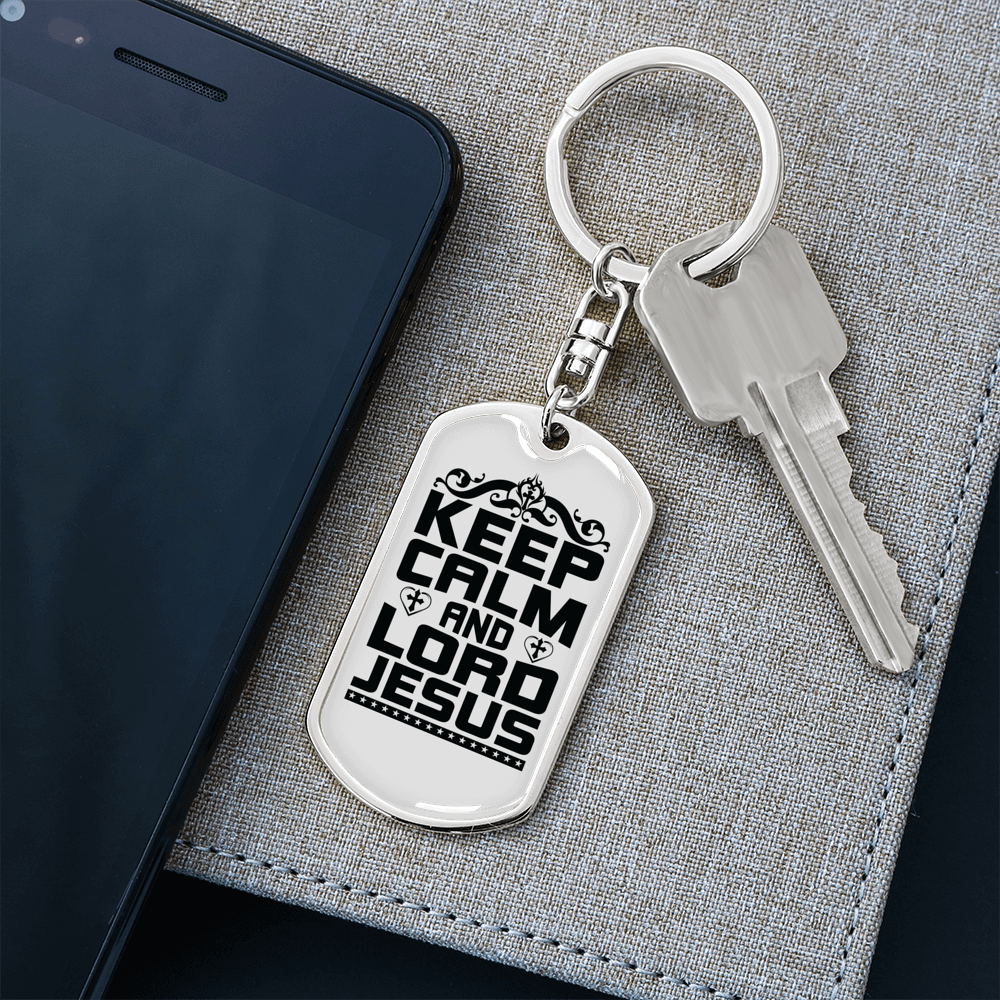 Calm And Lord Jesus Keychain Stainless Steel or 18k Gold Dog Tag Keyring-Express Your Love Gifts
