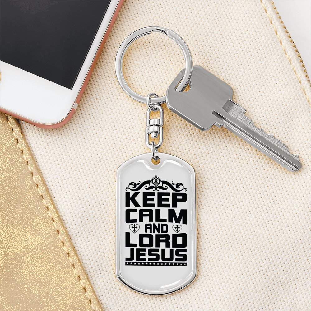 Calm And Lord Jesus Keychain Stainless Steel or 18k Gold Dog Tag Keyring-Express Your Love Gifts