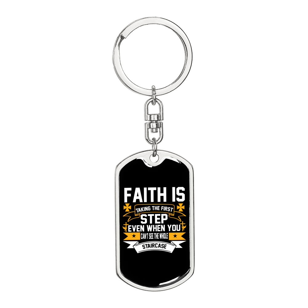 Cant See The Whole Staircase Keychain Stainless Steel or 18k Gold Dog Tag Keyring-Express Your Love Gifts
