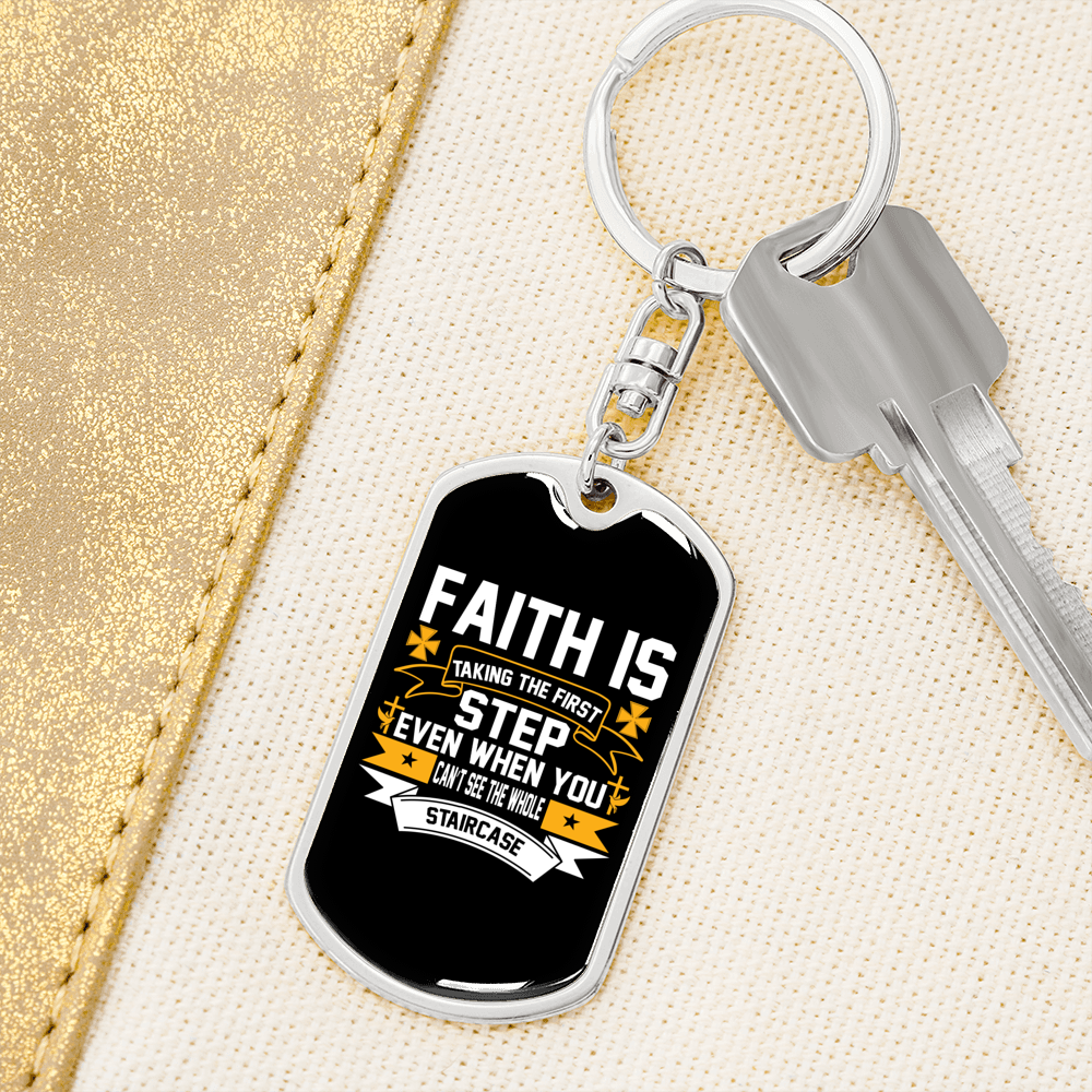 Cant See The Whole Staircase Keychain Stainless Steel or 18k Gold Dog Tag Keyring-Express Your Love Gifts