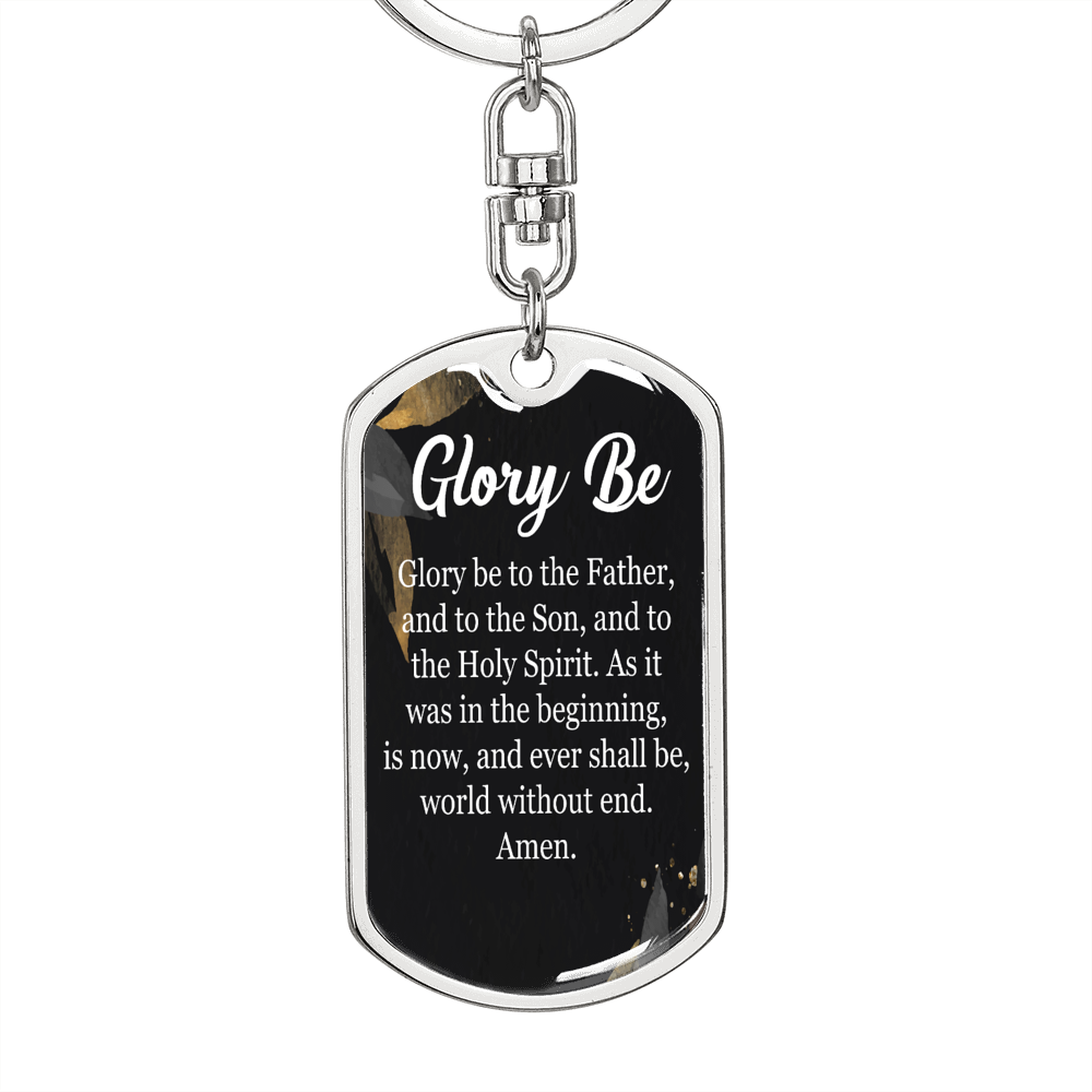Catholic Glory Be Prayer Swivel Keychain Dog Tag Stainless Steel or 18k Gold-Express Your Love Gifts