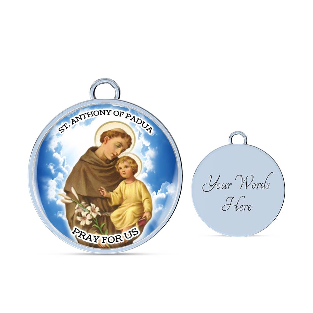Catholic St. Anthony Circle Bangle Bracelet Stainless Steel or 18k Gold" - Express Your Love Gifts