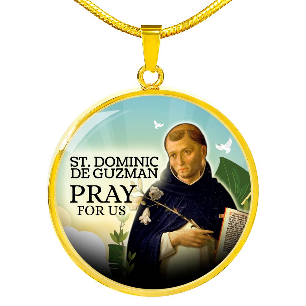 Catholic St. Dominic De Guzman Circle Necklace Stainless Steel or 18k Gold 18-22" - Express Your Love Gifts