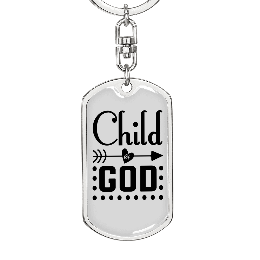 Child Of God Arrow Heart Keychain Stainless Steel or 18k Gold Dog Tag Keyring-Express Your Love Gifts