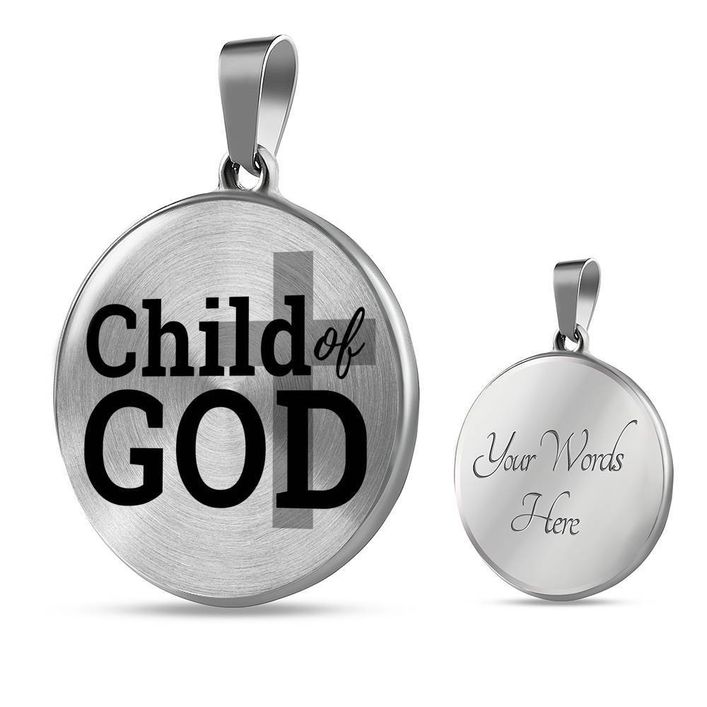 Child Of God Circle Pendant Necklace Stainless Steel or 18k Gold 18-22"-Express Your Love Gifts