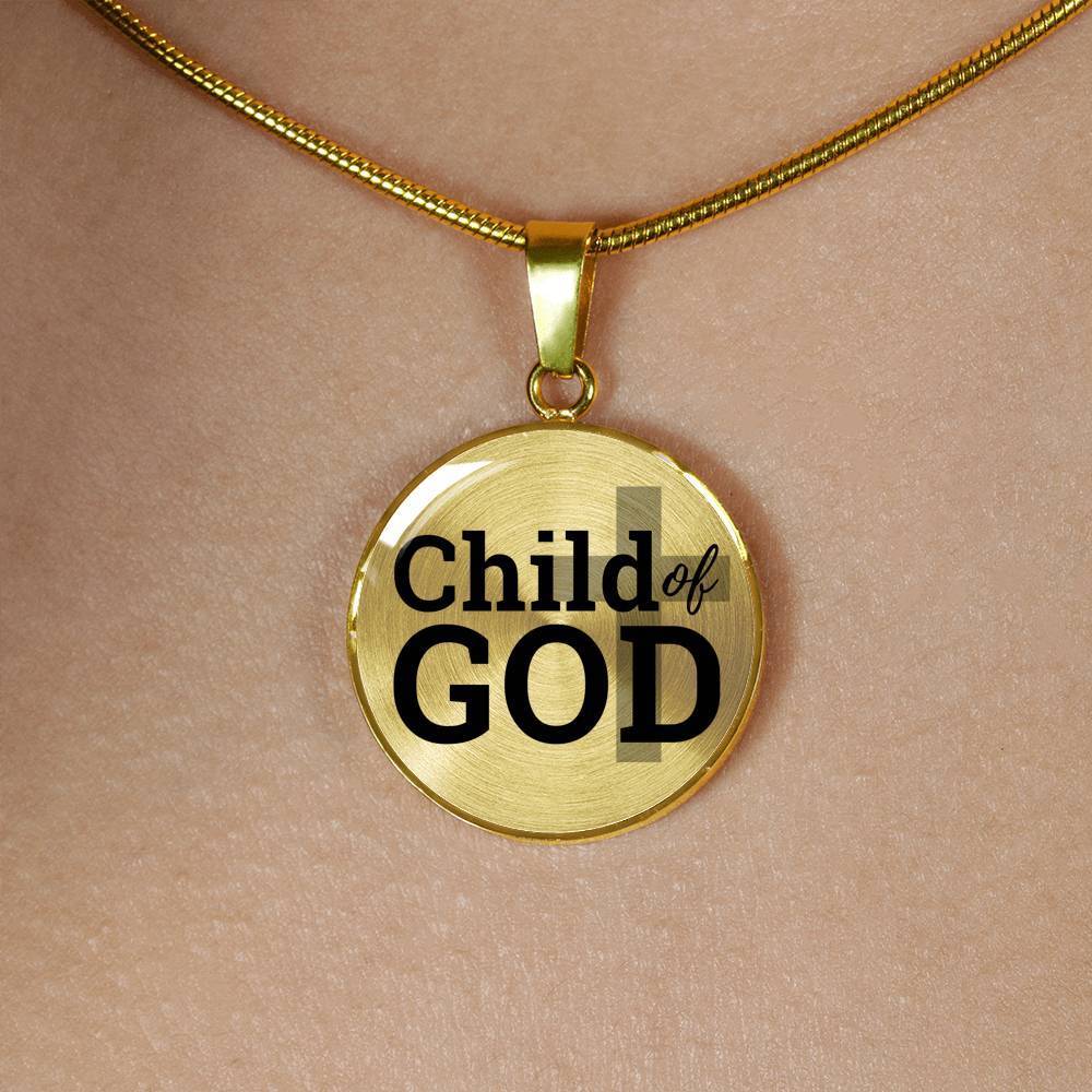 Child Of God Circle Pendant Necklace Stainless Steel or 18k Gold 18-22"-Express Your Love Gifts