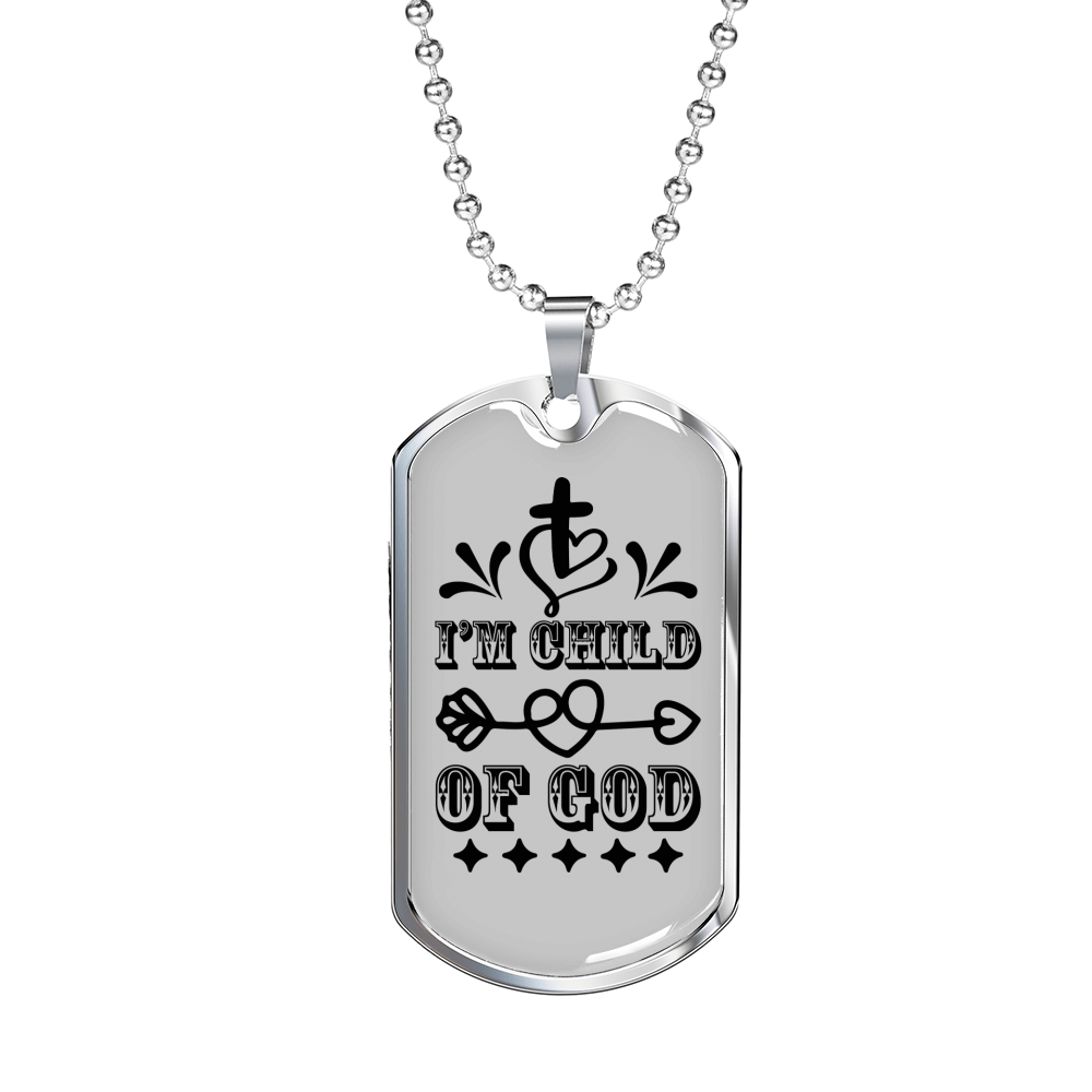 Child Of God Cross Necklace Stainless Steel or 18k Gold Dog Tag 24" Chain-Express Your Love Gifts