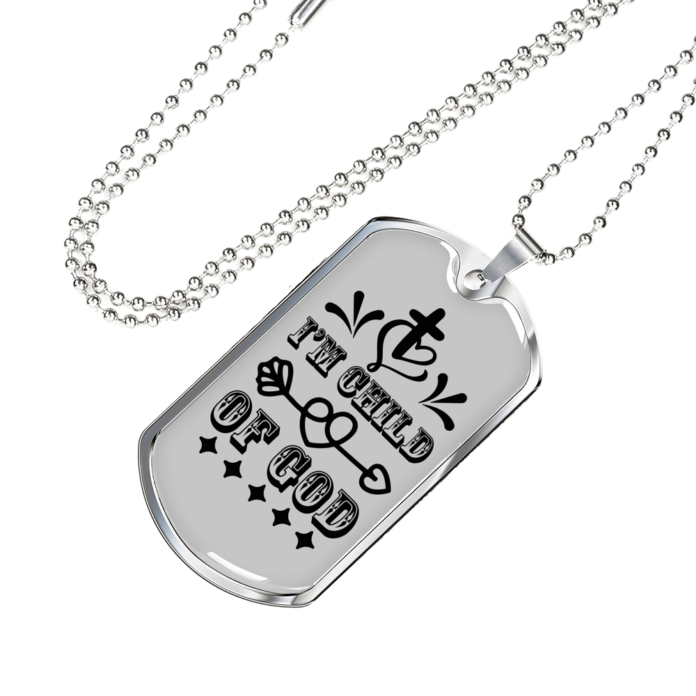 Child Of God Cross Necklace Stainless Steel or 18k Gold Dog Tag 24" Chain-Express Your Love Gifts